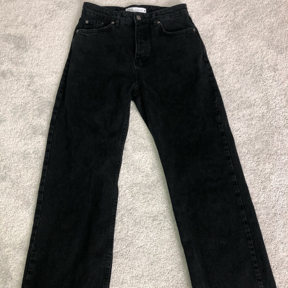 ZARA Z1975 Black Hi Rise Straight Leg Jeans